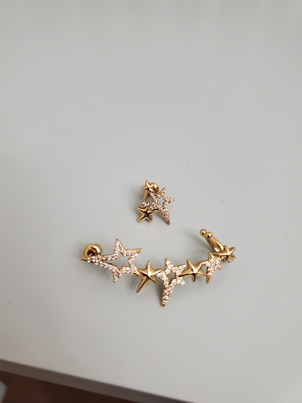 Vintage Havana Gold Star Cluster Ear Crawler and Stud Set